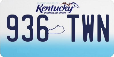 KY license plate 936TWN