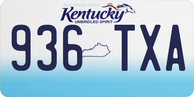 KY license plate 936TXA