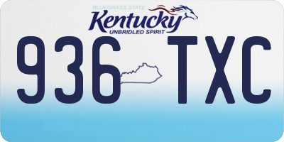 KY license plate 936TXC