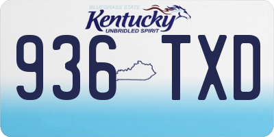 KY license plate 936TXD