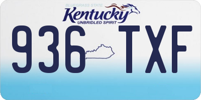 KY license plate 936TXF