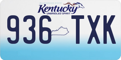 KY license plate 936TXK