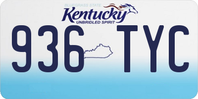KY license plate 936TYC