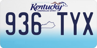 KY license plate 936TYX