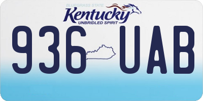 KY license plate 936UAB