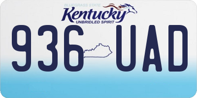 KY license plate 936UAD