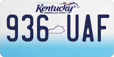KY license plate 936UAF
