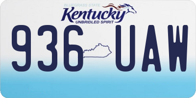 KY license plate 936UAW