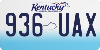 KY license plate 936UAX