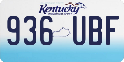 KY license plate 936UBF