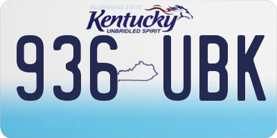 KY license plate 936UBK