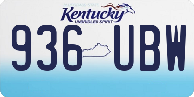KY license plate 936UBW