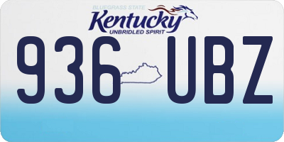 KY license plate 936UBZ