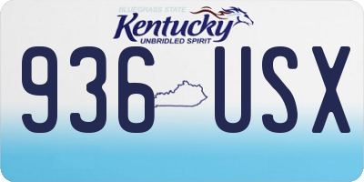 KY license plate 936USX