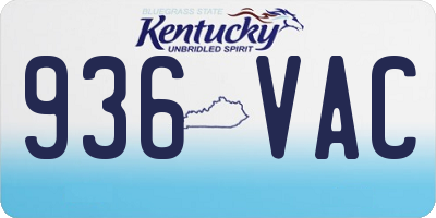 KY license plate 936VAC