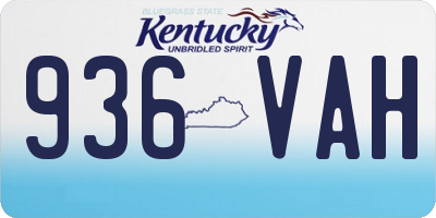 KY license plate 936VAH