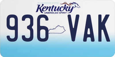 KY license plate 936VAK