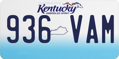 KY license plate 936VAM