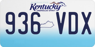KY license plate 936VDX