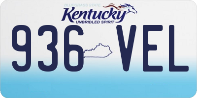 KY license plate 936VEL