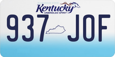 KY license plate 937JOF