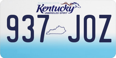 KY license plate 937JOZ