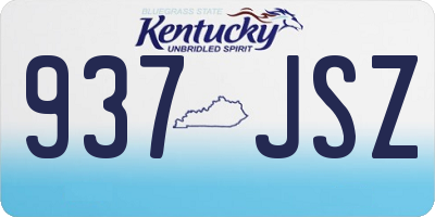 KY license plate 937JSZ