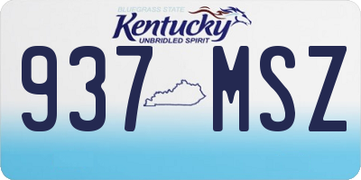 KY license plate 937MSZ