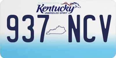 KY license plate 937NCV