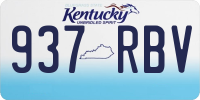 KY license plate 937RBV