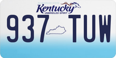 KY license plate 937TUW