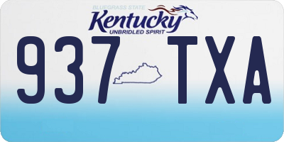 KY license plate 937TXA