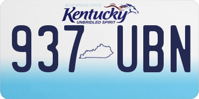 KY license plate 937UBN