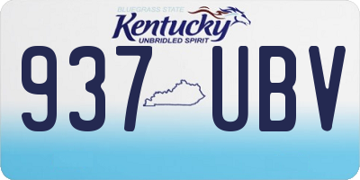 KY license plate 937UBV