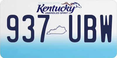 KY license plate 937UBW