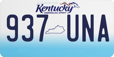 KY license plate 937UNA