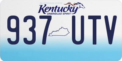 KY license plate 937UTV