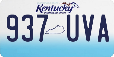 KY license plate 937UVA