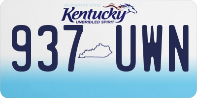 KY license plate 937UWN