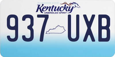 KY license plate 937UXB