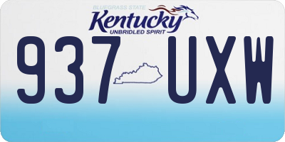 KY license plate 937UXW