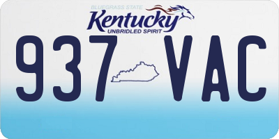 KY license plate 937VAC