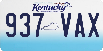KY license plate 937VAX