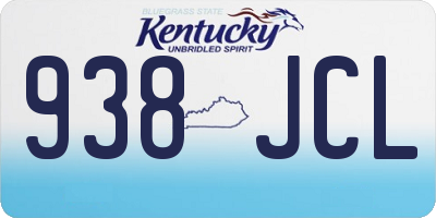 KY license plate 938JCL