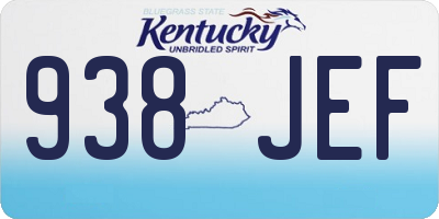 KY license plate 938JEF
