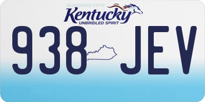 KY license plate 938JEV
