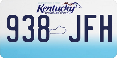 KY license plate 938JFH