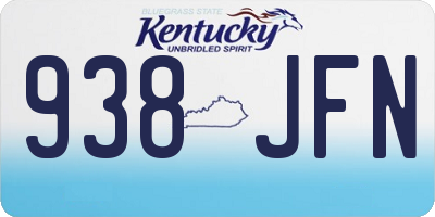 KY license plate 938JFN
