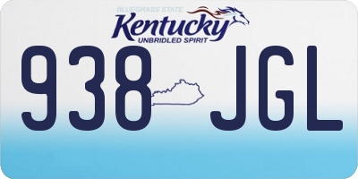KY license plate 938JGL