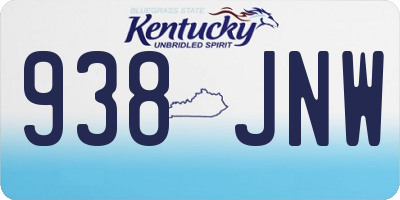 KY license plate 938JNW
